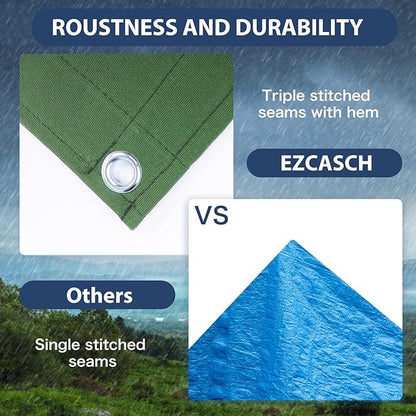 9’x12’ Canvas Tarps Heavy Duty Waterproof Tarpaulins with Aluminum Grommets,UV Resistant, 22Mil Multipurpose Drop Cloth, 14oz Durable Cover Sheet for Outdoor and Indoor Use with Ropes.