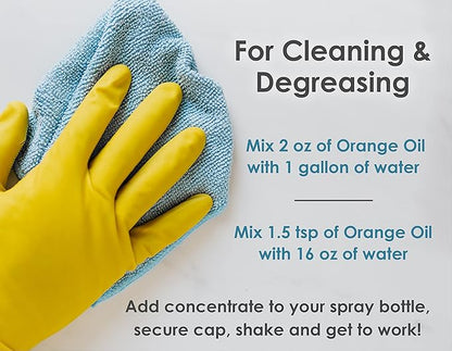 Cold Pressed Orange Oil Concentrate |12-ounce Professional Grade All-Purpose Citrus Cleaner, Degreaser & Pet Odor Eliminator Blend | Dilutes to 6 Gallons of Finished Product | Home and Outdoor Use