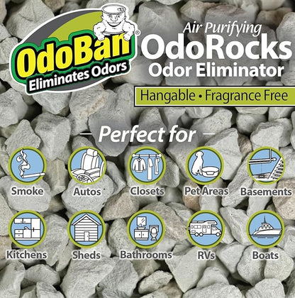 OdoBan Air Purifying OdoRocks Natural Odor Eliminator Made from Natural Volcanic Rocks, Made in the USA, Fragrance Free, 6-Pack, 2 Pounds Each