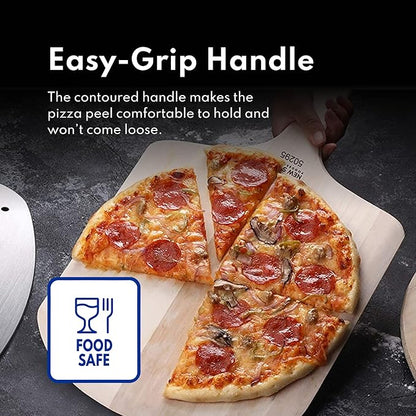 New Star Foodservice 50332 Restaurant-Grade Wooden Pizza Peel, 18" L x 16" W Plate, with 8" L Wooden Handle, 26" Overall Length