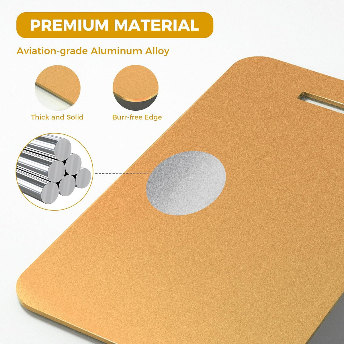 Personalized Luggage Tags, Custom Luggage Tags 4 Pack TSA Approved Double Sided Laser Engraving, Metal Luggage Tag for Suitcases with Stainless Loops, Name Tag for Bags, Backpacks (Gold)
