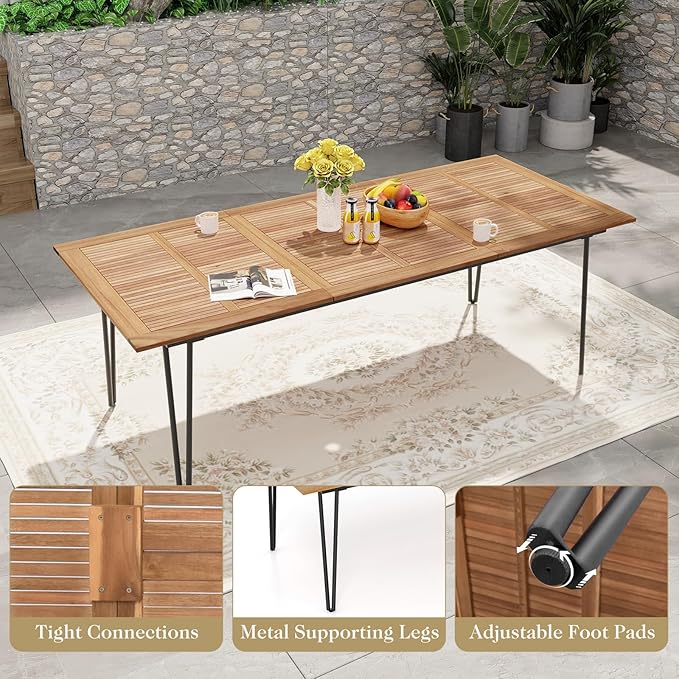 Tangkula 86.5" Large Patio Dining Table