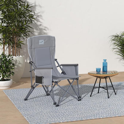 Heavy Duty Portable Folding Camping Chair for Adults with Comfy Padded Backrest | for Outdoor & Sports, Backpacking, Beach, Lawn, Hunting, Tailgating, Fishing | Supports 400 Lbs