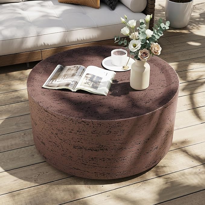 UPHA Outdoor Round Coffee Table, Small Modern Minimalist Accent Tables