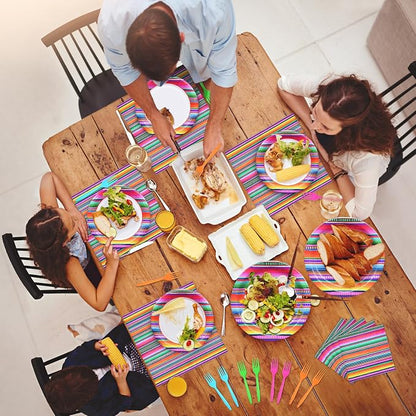96 Pieces Mexican Fiesta Party Tableware Set