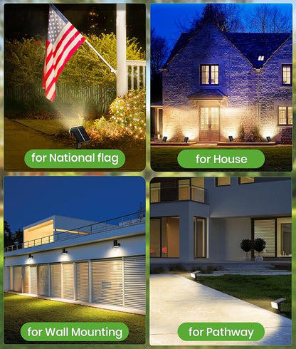 Large Panel Solar Spot Lights Outdoor 4 Pack, Solar Flood Lights Waterproof IP67