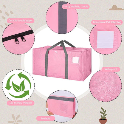 8 Pack Extra Large Moving Bags Heavy Duty Packing Bags with Extra Long Handles and Zippers Storage Totes for College Students Room Dorm Essentials Packing Supplies (Mixed Colors)