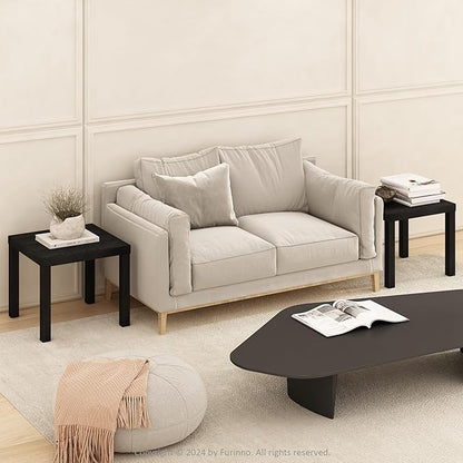 Furinno Classic Coffee Table Set of 2, Square Modern Coffee Table
