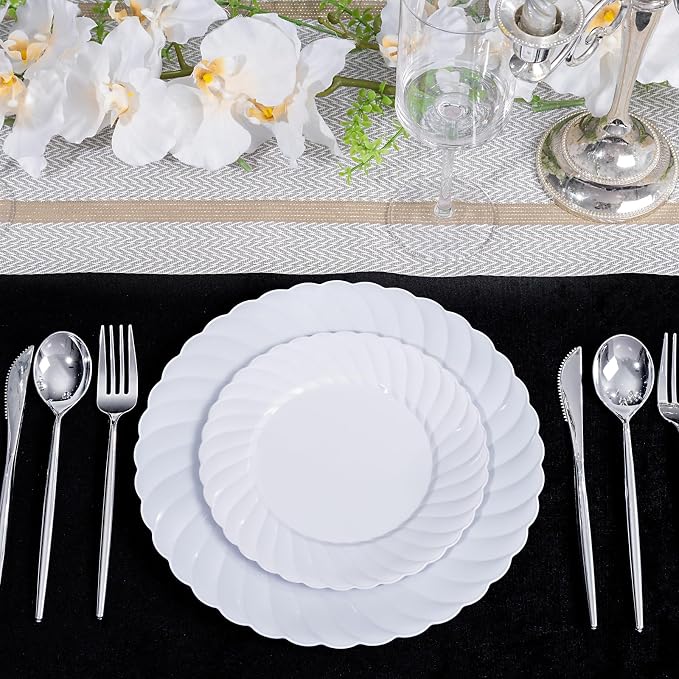 U-QE 60 Count White Plastic Plates