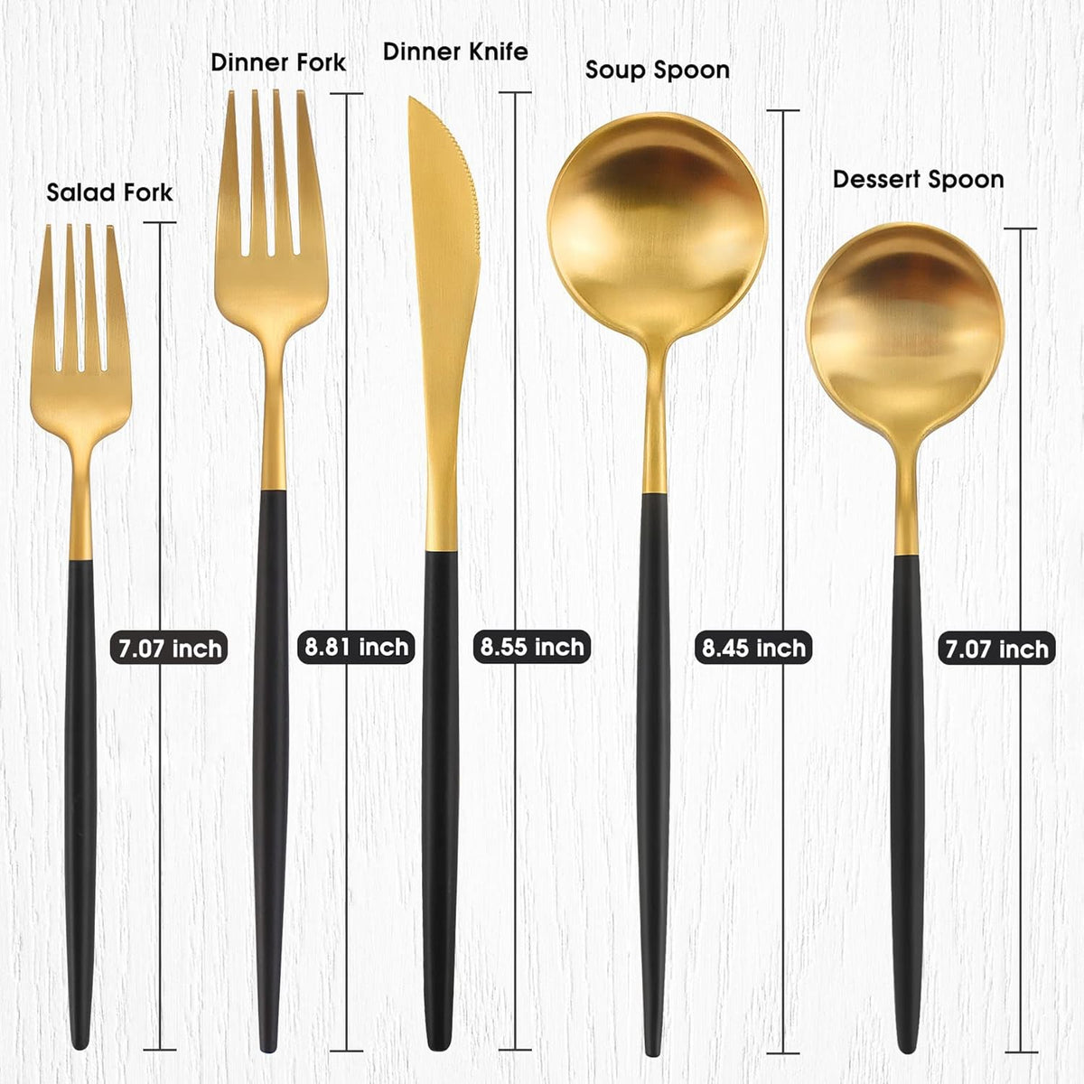 Matte Gold Silverware Set With Black Handle, IBIILII JEFF 40 Pieces Stainless Steel Flatware Set For 8，Kitchen Utensil Set, Tableware Cutlery Set, Knife Spoons And Forks Set, Dishwasher Safe