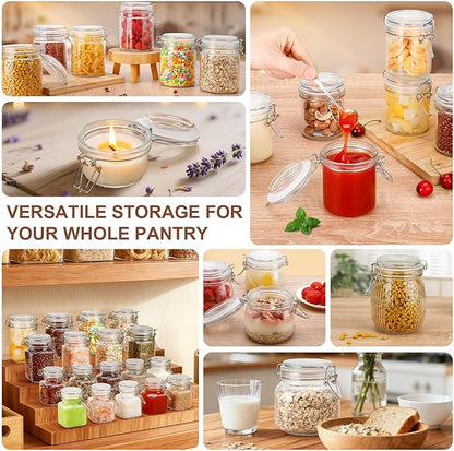 6 Pack Spice Jars, 8 oz Glass Containers with Airtight Lids, Small Herb Jars with Labels for Kitchen Storage