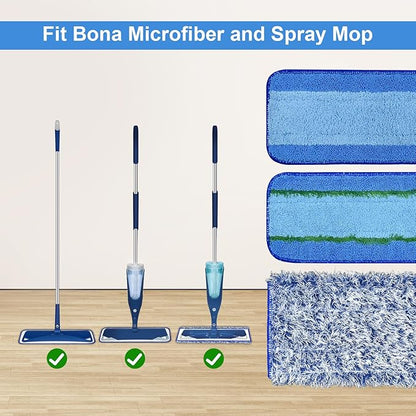 8 Pack Microfiber Cleaning Pad for Bona Mop Hardwood & Hard Surface Floors Dry and Wet Floor Cleaning - Includes 4 Microfiber Cleaning Pad, 2 Deep Clean Pads and 2 Dusting Pad - Dual Zone Cleaning
