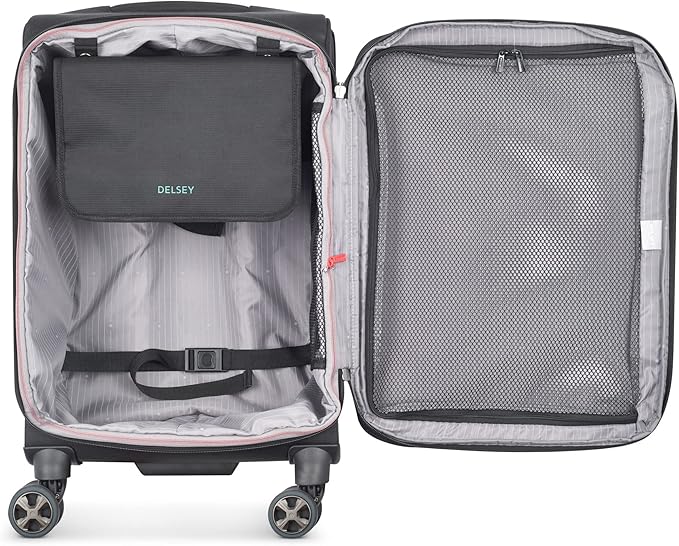 DELSEY PARIS Helium DLX Softside Expandable Luggage with Spinner Wheels, Black, Carry on 20 Inch