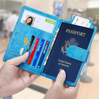 Herain Passport Holder for Travel Cruise Essentials, 2 Pcs Passport Cover Wallet Case Women Men Family, RFID Passports Book Card Holders Travel Accessorie Gifts Must Haves