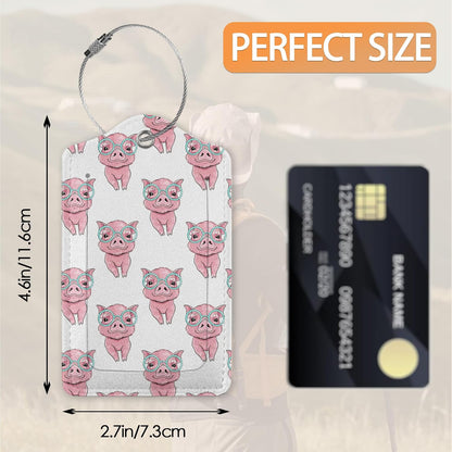 2 Pcs Luggage Tags for Suitcase,Cute Pig with Heart Luggage Tag Name Id Labels with Privacy Cover for Travel Backpack Women Men