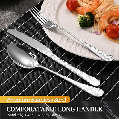 40 Piece Silverware Set, Stainless Steel Flatware Cutlery Set Service