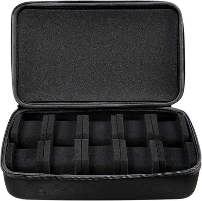 Juntan 10 Slots Hard Watch Travel Case, Portable Nylon Zipper Storage Organizer Box for Men Women with Soft Compressible Foam Pillow Black