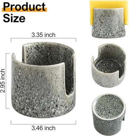 Kitchen Sponge Holder, Ceramic Dish Sponge Holder Scrubby Daddy Farmhouse Dish Rack Brush Holder for Bathroom, Kitchen, Sink, Special Gray