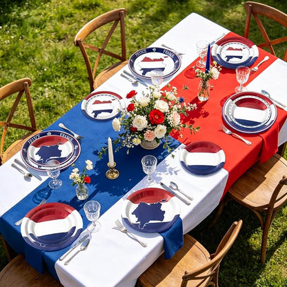 France French Flag Paper Plates and Napkins Party Supplies, Serves 60 | 180Pcs