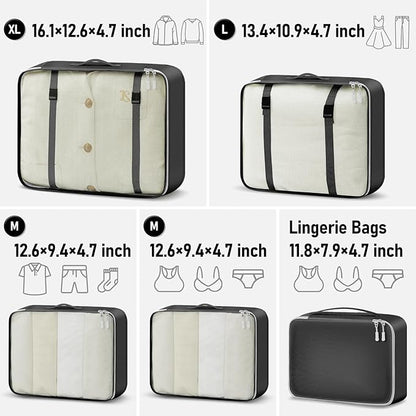 4-Piece Packing Cube Set - Lightweight Luggage Organizers for Travel, Vacation and Suitcases - Durable Accessories with Compression