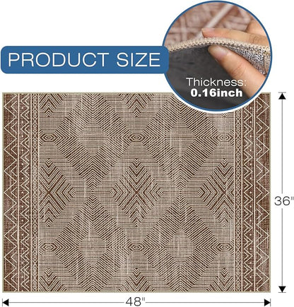 Office Chair Mat for Hardwood & Tile Floor, 36" × 48" Desk Chair Mat for Rolling Chairs, Anti-Slip Under Desk Rug Floor Protector for Home Office, Washable Area Rug for Living Room, Brown