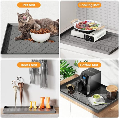 Silicone Under Sink Mat 28" x 19", kitchen Essentials and Gadgets, Shelf liner and Cabinet Protector, Home Organizers and Storage, Waterproof Bathroom Tray