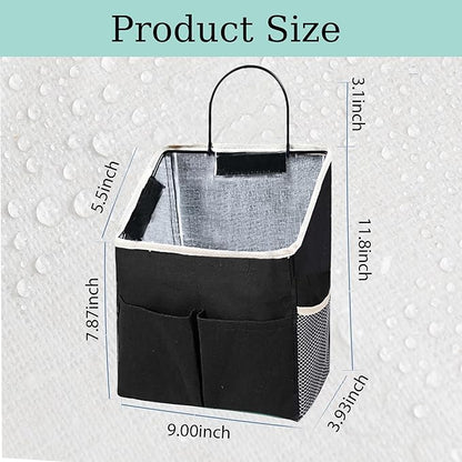 2pcs Wall Hanging Storage Bag,Wall Hanging Organizer Bags with Pockets, Wall Organizer Storage for Dormitory Bathroom Bedroom Kitchen(Black)