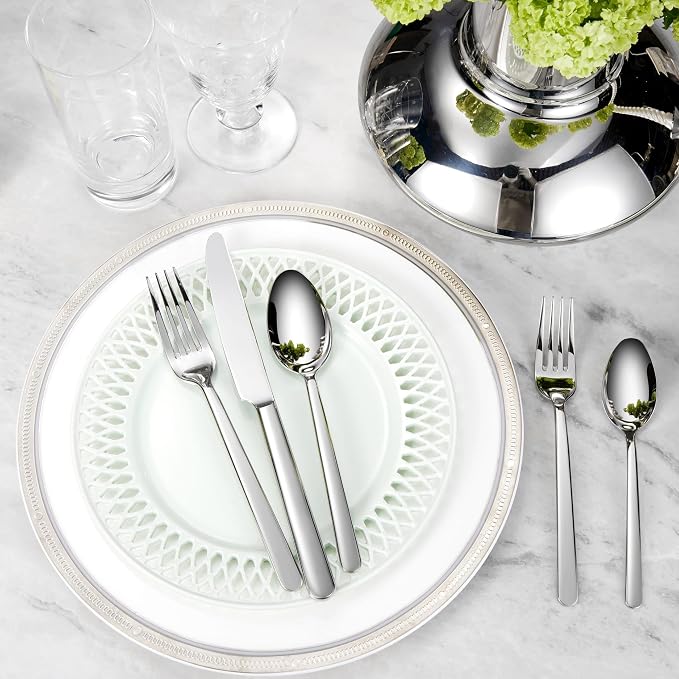 Premium Aline 4-Piece 7.4-Inch Dinner Spoon Set | 18/10 Stainless Steel Dinner