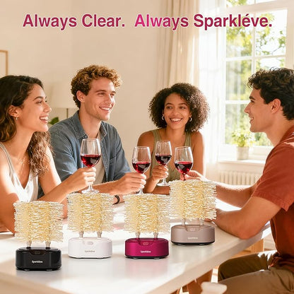 Home Glassware Polisher, World's First Affordable Spinning Glass Polisher, 600 RPM Dries & Polishes, All Glasses, Wine, Bar, Drinking, Wet/Dry, for Sparkling Glassware, White, Classic Matte