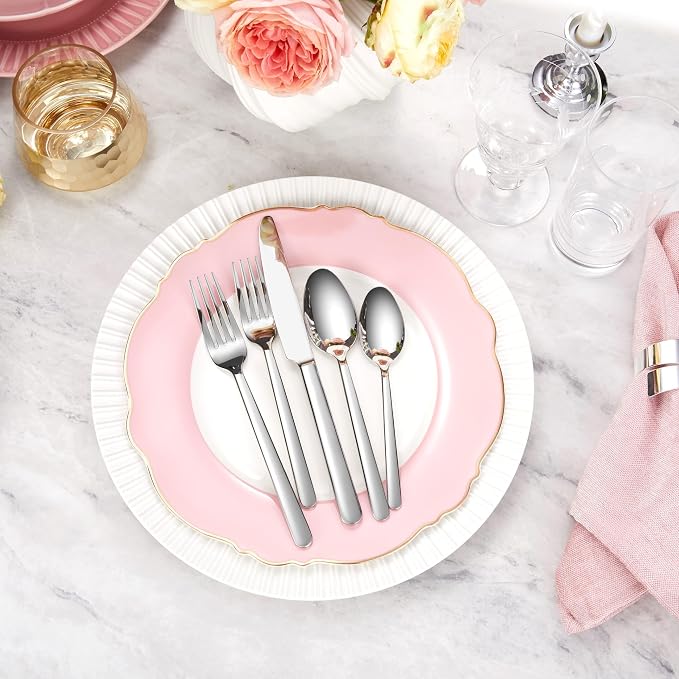 Premium Aline 4-Piece 6.4-Inch Teaspoon Set | 18/10 Stainless Steel Teaspoons;