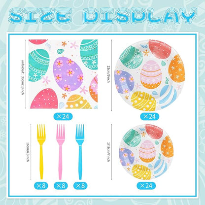 96 Pieces Easter Day Tableware Set Party Supplies