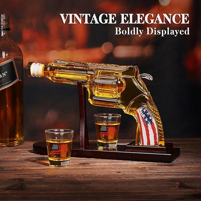 Gifts for Men Dad, Unique Christmas Anniversary Birthday Gift for Him Husband, 9 Oz Whiskey Decanter Set with 2 Oz Shot Glasses, Cool Persinalized Presents liquor dispenser for Home Bar