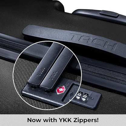 Tach V3.1 Hard Shell 2 Piece Luggage Set - 20 & 28 inch Luggage | Carry On & Large Checked Suitcases | Patented Built-In Connecting System | Rolling Suitcase Links 9 Bags (Black)