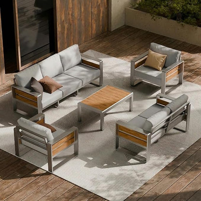 ZANDOR Aluminum Outdoor Patio Conversation Furniture Set, Seating Sofa