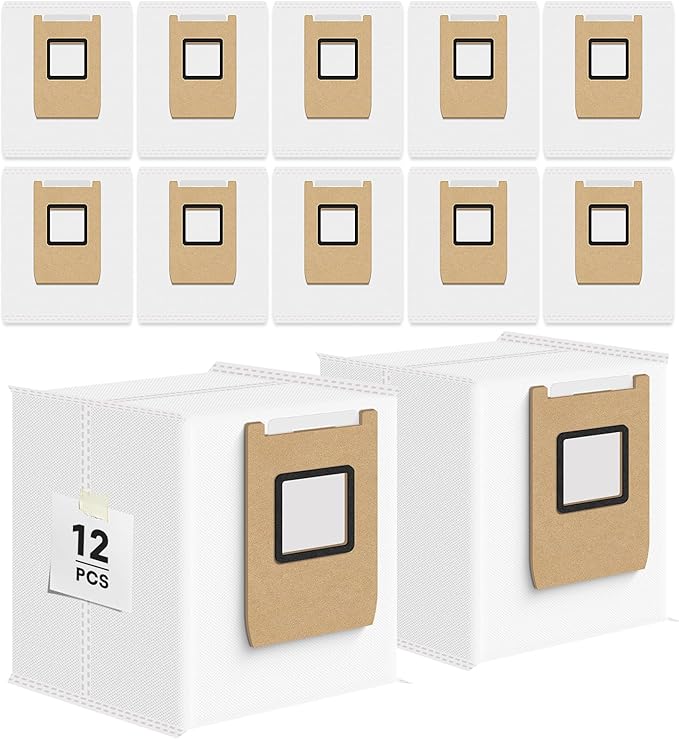 Leemone 12 Pack E25 E28 Dust Bags Compatible with eufy Omni Robot Vacuum E25 E28, 4 Layer Filtration System with Activated Carbon Fabric to Remove Unwanted Odors