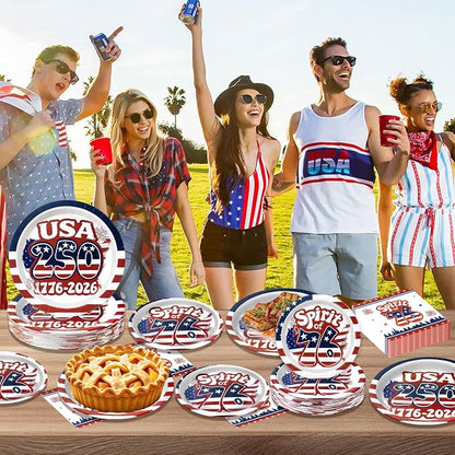 180Pcs 4th of July paper Plates and Napkins Party Supplies, Serve 60 |