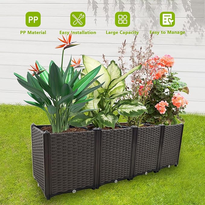 Large Planters for Outdoor Plants pots Elevated Garden Boxes Raised Garden Bed
