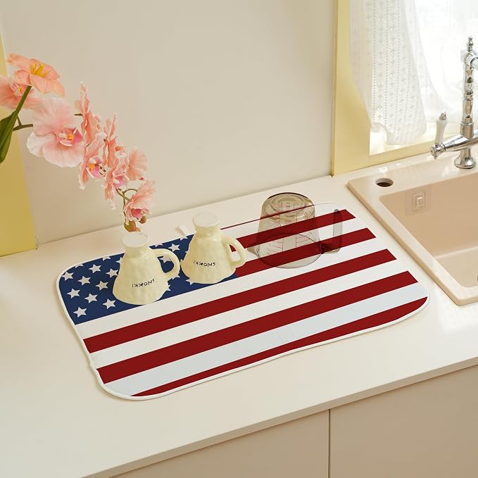 Independence Day Patriotic Dish Drying Mat