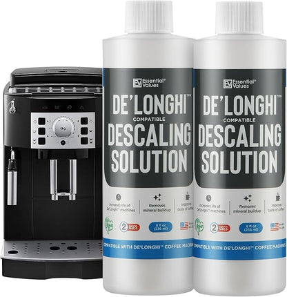 Essential Values Descaling Solution Compatible with De Longhi - Coffee Descaler - Coffee Maker Cleaner - Kettle, Espresso Machine Cleaning - 12 Month Supply 2-Pack