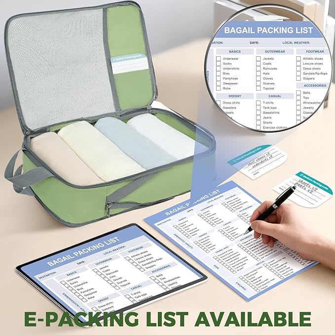 BAGAIL 6 Set/4 Set Lightweight Compression Packing Cubes for Travel, Anti-Tearing Expandable Organizer Bags for Suitcase