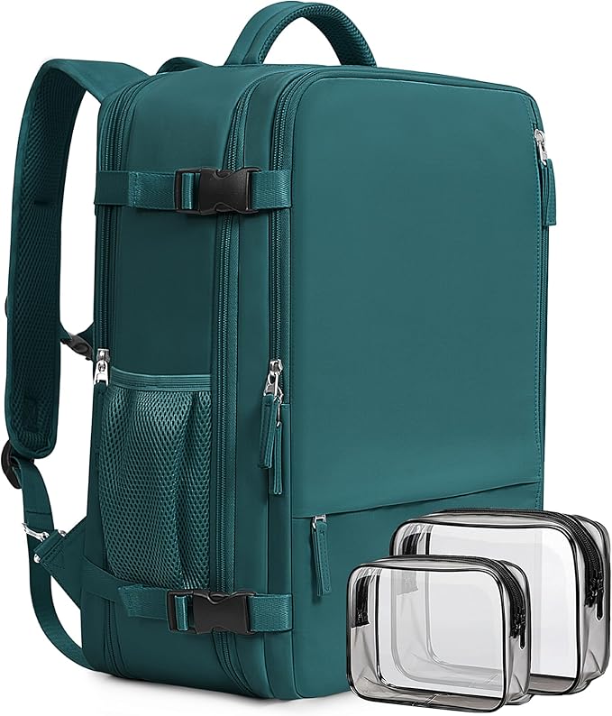 Beraliy Extra Large Travel Backpack for Women as Person Item Flight Approved, 40L Carry On Backpack, 17.3 Inch Laptop Backpack, Waterproof Backpack, Hiking Backpack, Casual Bag,Peacock Blue