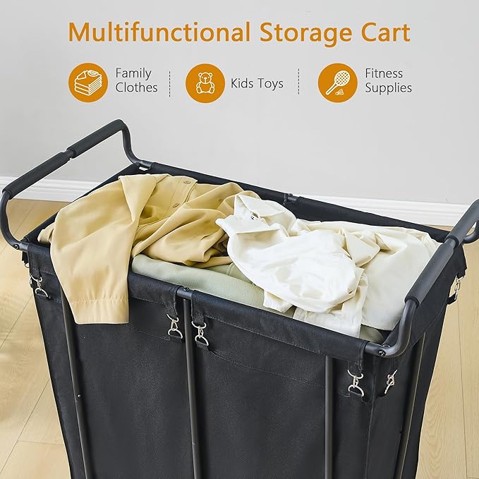 Large Laundry Hamper with Wheels, 360L Rolling Big Laundry Basket for Clothes Storage, Heavy Duty Extra Large Rolling Laundry Cart with Handle, Steel Frame, Waterproof Liner,95.1 Gallons.