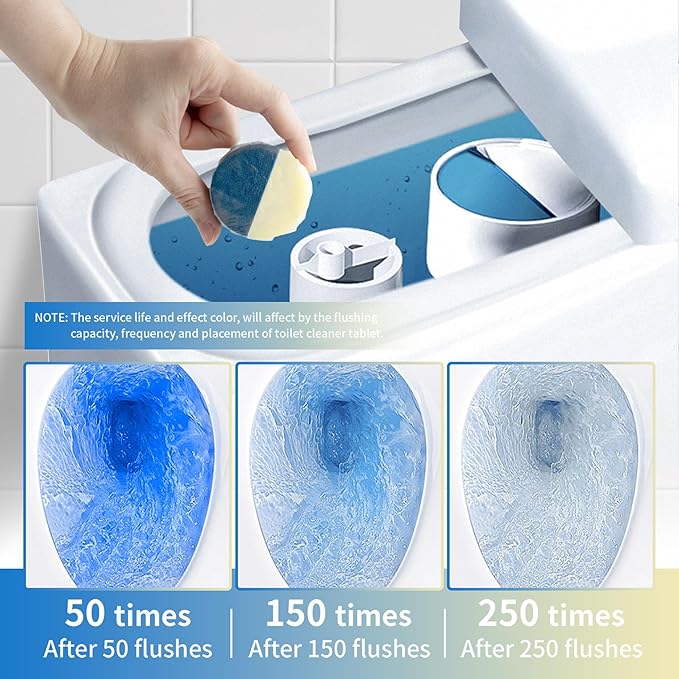 Toilet Bowl Cleaner Tablets, Automatic Toilet Bowl Cleaners, Long-Lasting Toilet Tabs Drop in Tank for Deodorizing & Descaling, Blue & Yellow, 20 Packs