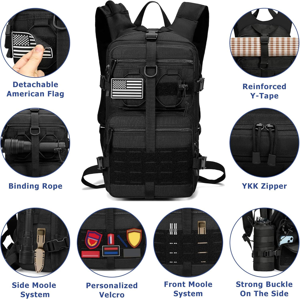 1050D Tactical Hydration Backpack with 3L TPU Water Bladder, Military Molle Water Backpack Perfect for Men & Women, Hydration Pack for Hiking, Biking, Running, Climbing, Hunting, Daily Use