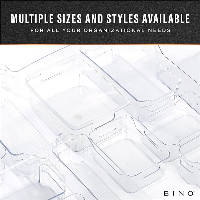 BINO | The SOHO Collection Plastic Storage Bins, X-Small - 2 Pack, Clear | Pantry and Fridge Organizer Containers, Kitchen Cabinet and Medicine Cabinet Bins