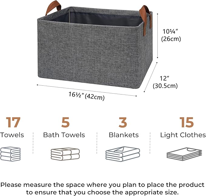 GRANNY SAYS Storage Baskets for Shelves, Closet Organizer Bins, Clothes Storage Bins with Metal Frame, Extra Large Baskets for Organizing and Storage, Collapsible, Dark Gray, 2-Pack