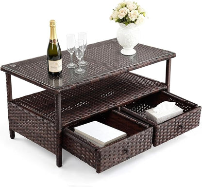 VINGLI Outdoor Wicker Coffee Table