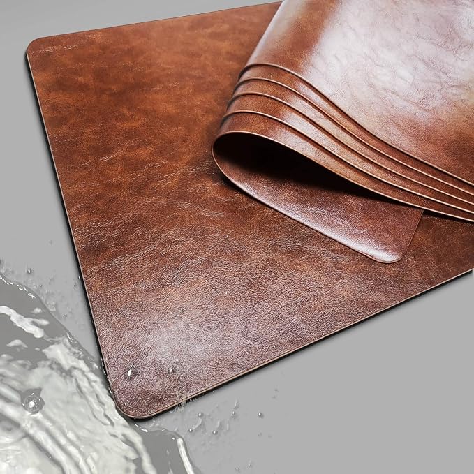Classic Semi-Matte Brown Place Mats Wipeable, Vinyl Placemats Set of 6