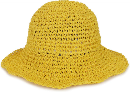 Womens Wide Brim Straw Sun Hat Foldable Floppy Crochet Beach Hat for Summer