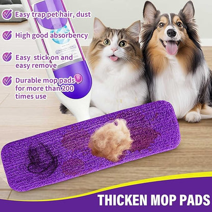 15 inch Mop Pads Refills, 6 Pack Microfiber Reusable Replacement Mop Pads Flat Replacements Heads for Wet Or Dry Floor Cleaning and Scrubbing, Purple Cloth